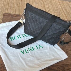 Bottega Veneta Black Woven Crossbody Bag, Made in Italy. Dust bag included.